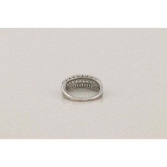 Sterling Silver Cubic Zirconia Three Row Band Baguette CZs Ring Band Size 7 1/4 - Picture 7 of 7